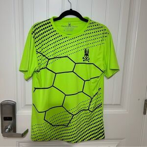 Pyscho Bunny by Robert Godley Green & Black Printed Short Sleeve T-Shirt Medium